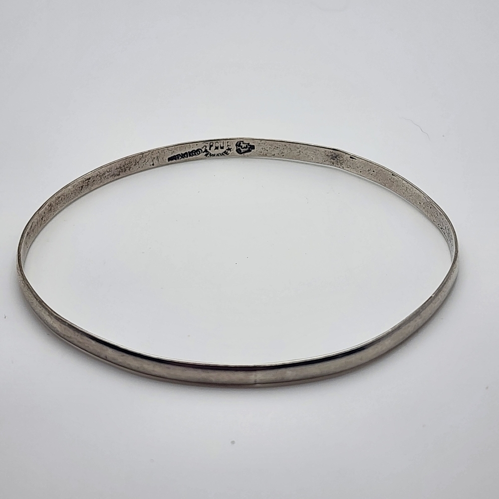 Vintage Southwestern PCJ Mexico Sterling Silver Bangle Bracelet (8")